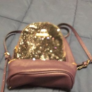 Glittery mini backpack.